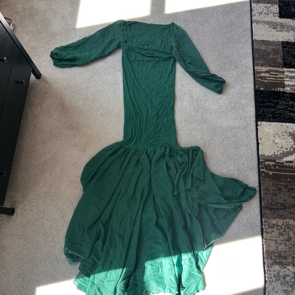 Chic Long Sleeve Maternity Green Dress